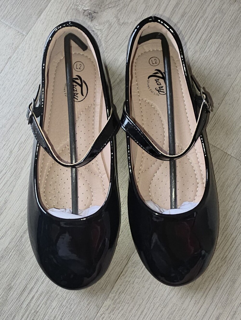 Trary Classic Black Patent Mary Jane Flats - Girls' Shoes, Size L2